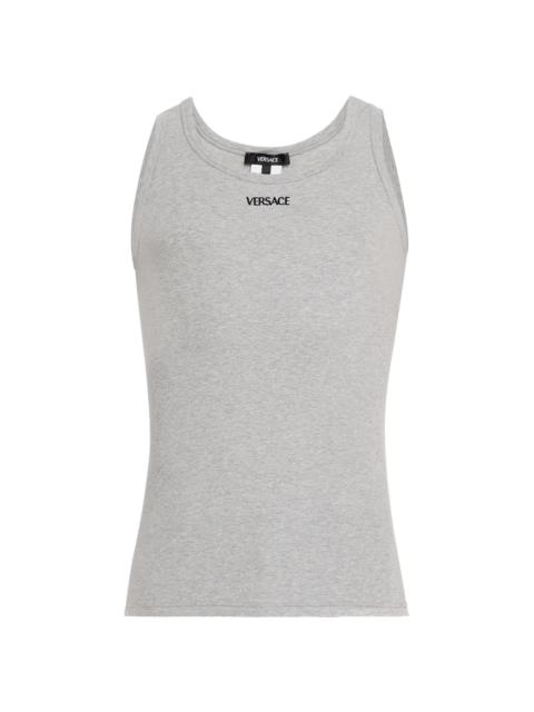 VERSACE Men's Logo Cotton-Blend Tank - Grey
