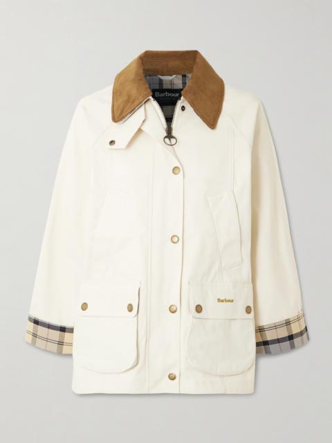 Barbour Modern Beadnell Corduroy-trimmed Waxed-cotton Jacket