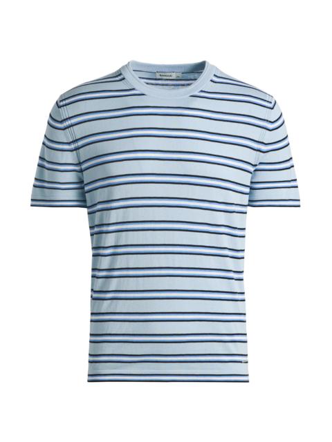 SIMKHAI Men's Duke Striped Silk-Cotton T-Shirt - Periwinkle Sky Bluebell Multi