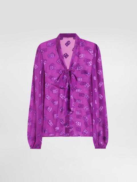 Dolce & Gabbana Chiffon jacquard shirt with DG all-over logo