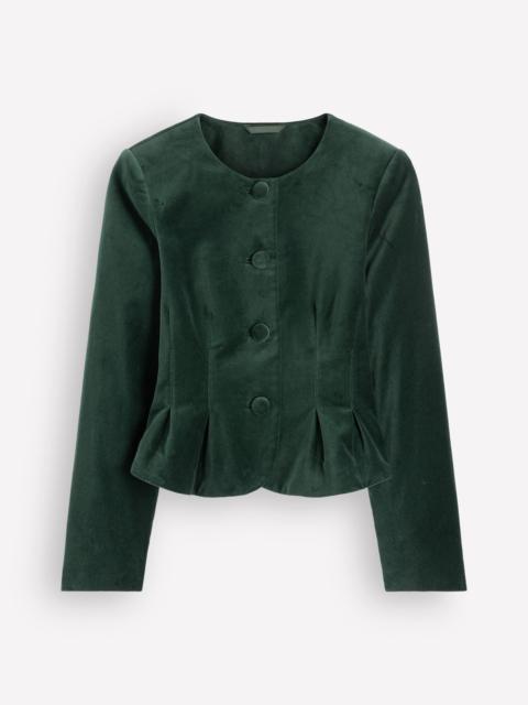 BODEN Velvet Waisted Jacket-Hunter Green