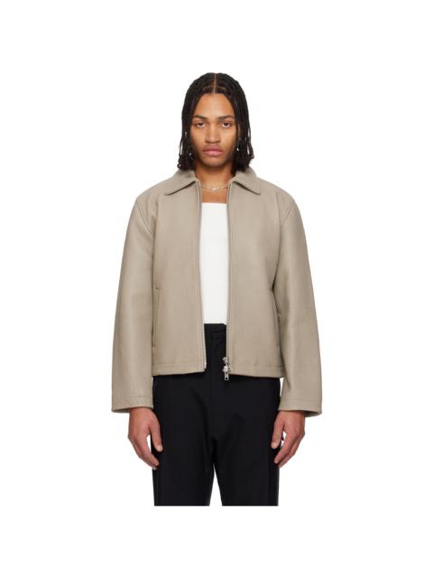 SUNFLOWER Taupe Short Leather Jacket