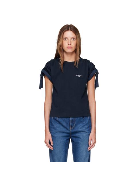 Givenchy Navy Gathered Shoulder T-shirt