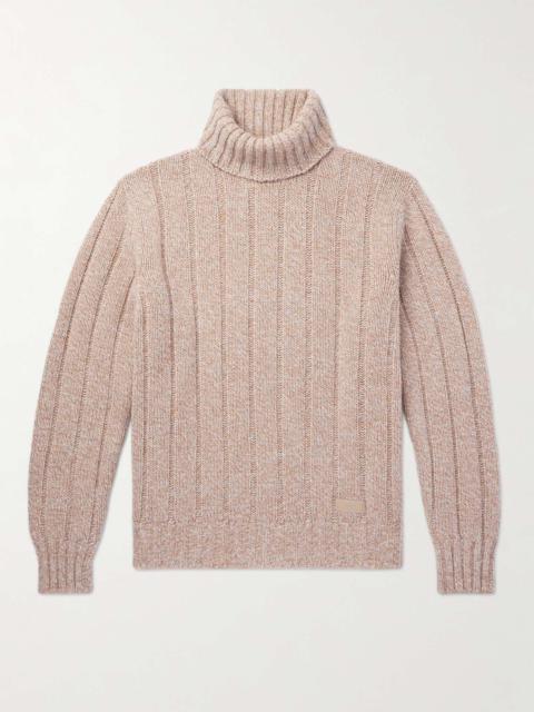 Tod's Logo-Appliquéd Ribbed Wool-Blend Rollneck Sweater