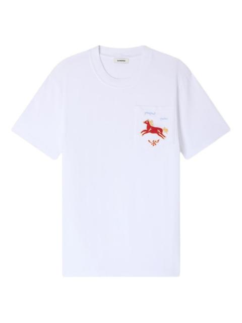 Sandro embroidered chest-pocket T-shirt