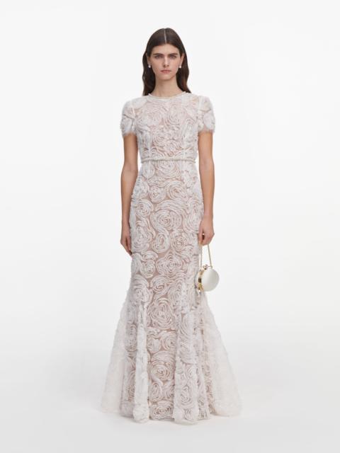 self-portrait White Tulle Lace Maxi Dress