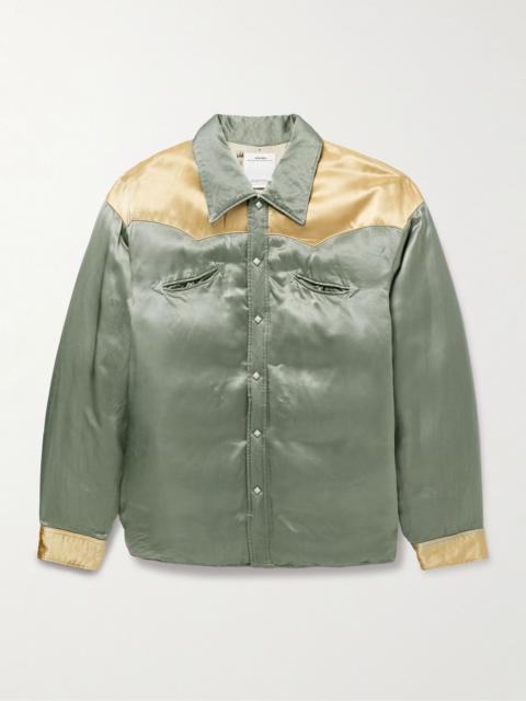visvim Panelled Padded Satin Down Jacket Army green