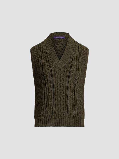 Ralph Lauren Women's Cable-Knit Silk-Cashmere Sweater Vest - Cypress