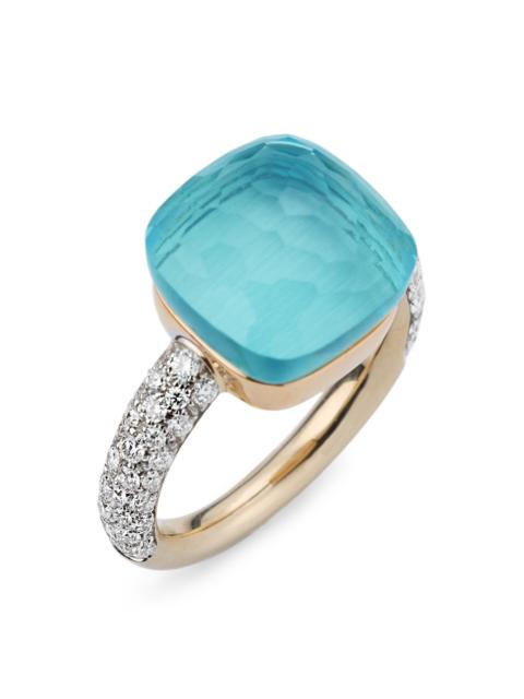 Pomellato Women's Nudo Two-Tone 18K Gold, Sky Blue Topaz & 0.70 TCW Diamond Ring - Rose White Gold