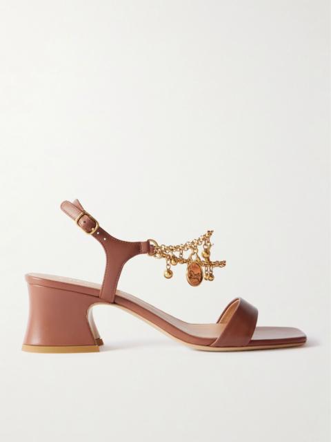Chloé Embellished leather sandals Tan