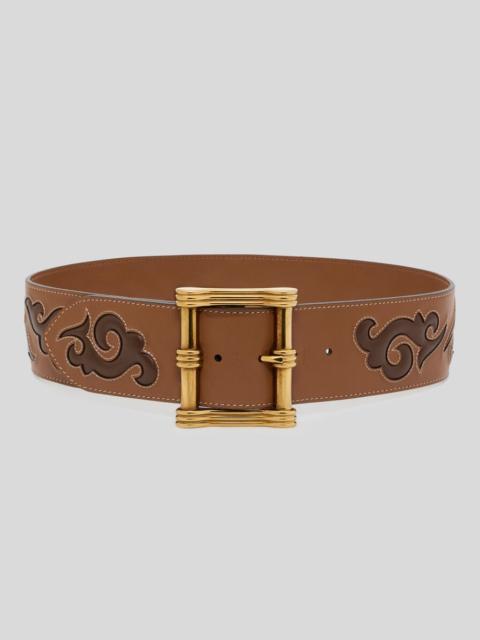 Etro LEATHER BELT WITH TEXAN EMBROIDERY