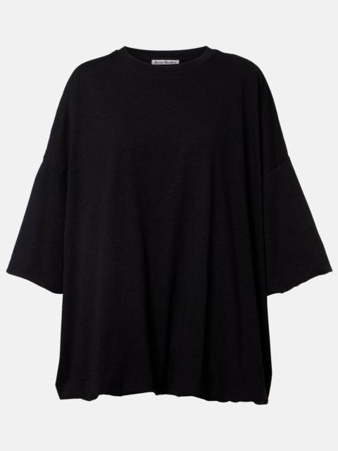 Acne Studios Eniko logo gathered cotton-blend jersey T-shirt