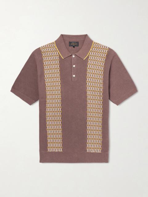 BEAMS PLUS Jacquard-Knit Ramie and Cotton-Blend Polo Shirt