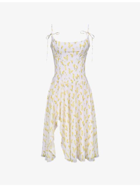 House of CB Yvette Floral-Print Woven Midi Dress