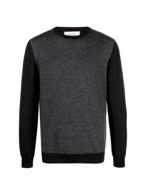 crew-neck bi-colour wool jumper