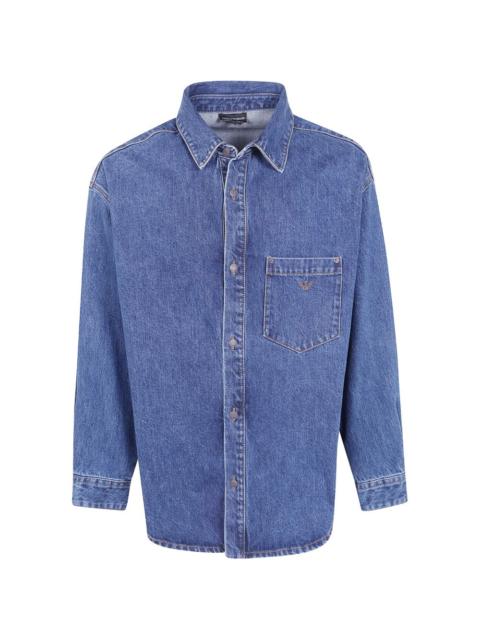 EMPORIO ARMANI cotton denim shirt with a chest pocket and metallic buttons