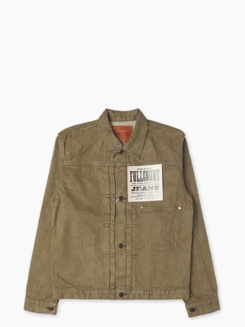 FULLCOUNT FULLCOUNT 2107OD TYPE 1 SELVEDGE DENIM JACKET OLIVE DRAB