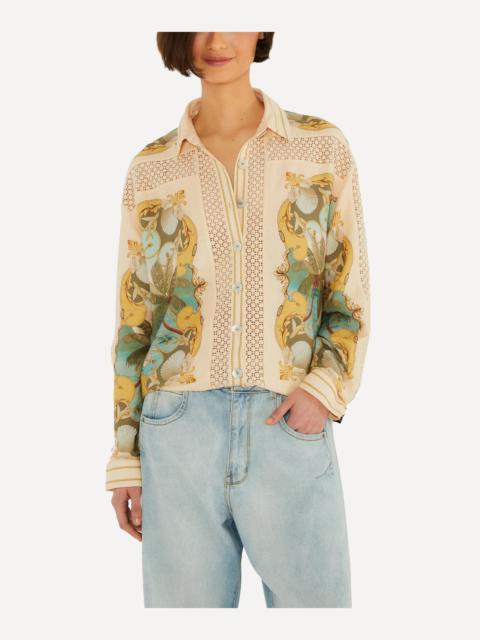 FARM RIO Sand Royal Sea Crochet Shirt