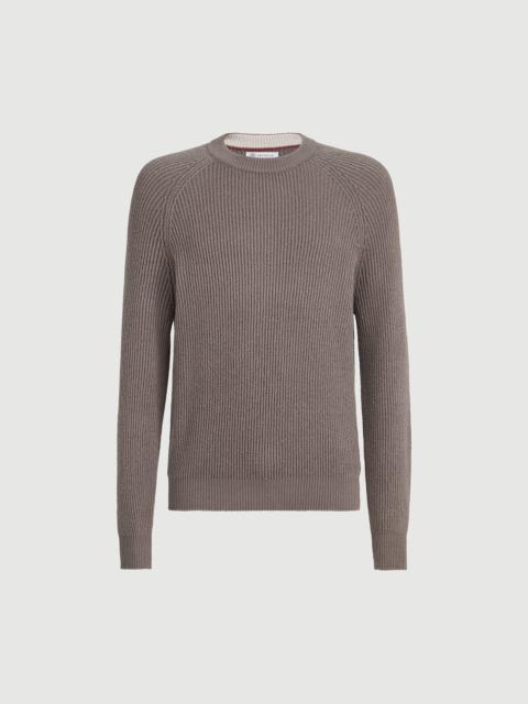 Brunello Cucinelli Malfilé cotton English rib sweater with raglan sleeves
