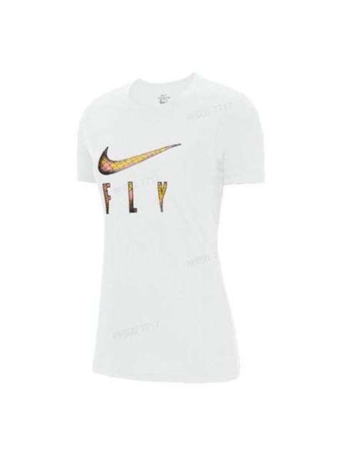 Nike (WMNS) Nike Logo Printing Round Neck Pullover Short Sleeve White T-Shirt DN3049-100