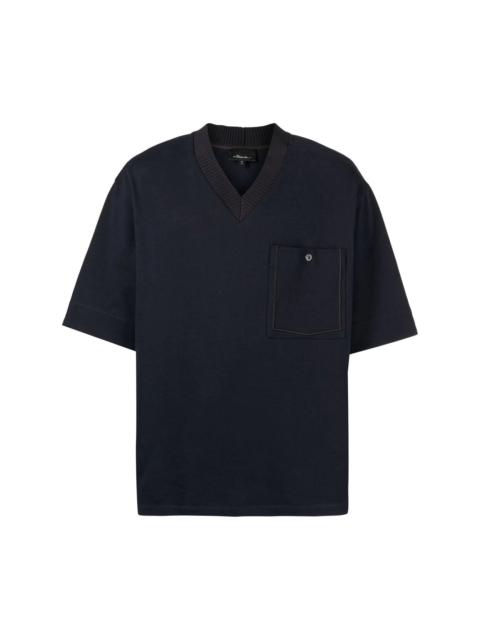 3.1 Phillip Lim KNIT TRIM BOX FIT V-NECK TEE