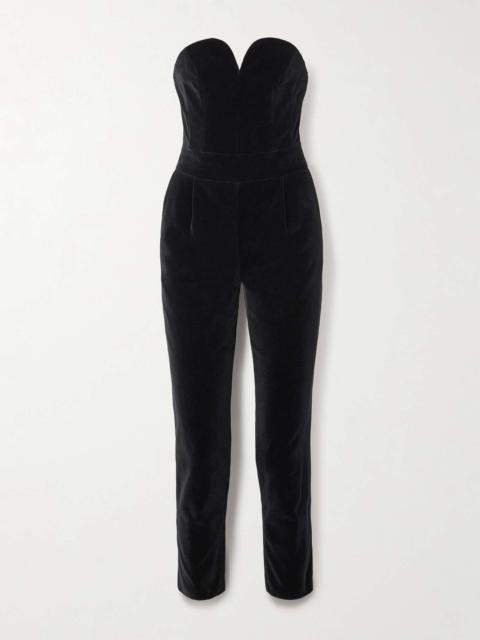 BLAZÉ MILANO Clyde strapless velvet jumpsuit