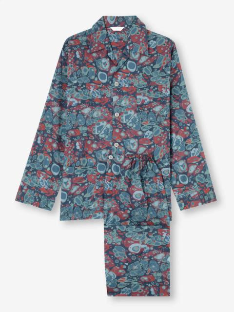 Derek Rose Men's Classic Fit Pajamas Cotton Batiste Multi Marble Print