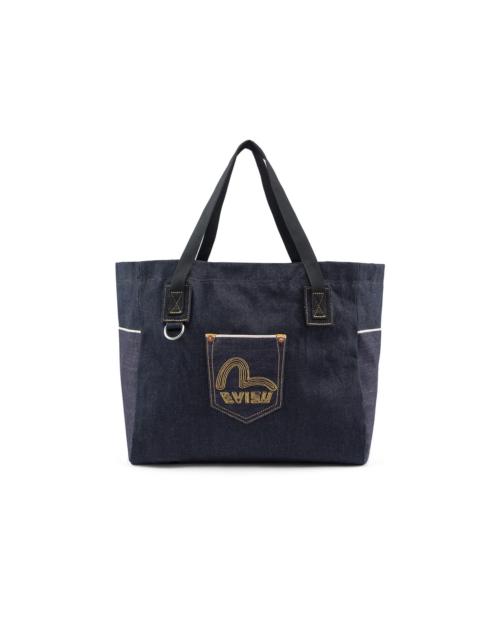 EVISU Seagull Embroidery Denim Tote Bag