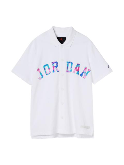 Jordan Air Jordan Solid Color Lapel Button Brand Multi-Color Embroidered Short Sleeve T-Shirt Men's White D