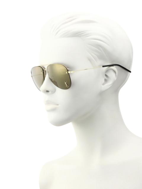 SAINT LAURENT Women's Monogram 59MM Mirrored Aviator Sunglasses - Gold