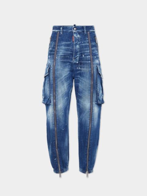 DSQUARED2 MEDIUM FILO BLU WASH ZIPPED CARGO PANT