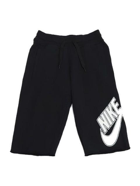 Nike Men's Nike Logo Printing Pattern Lacing Elastic Waistband Straight Shorts Black 704685-010