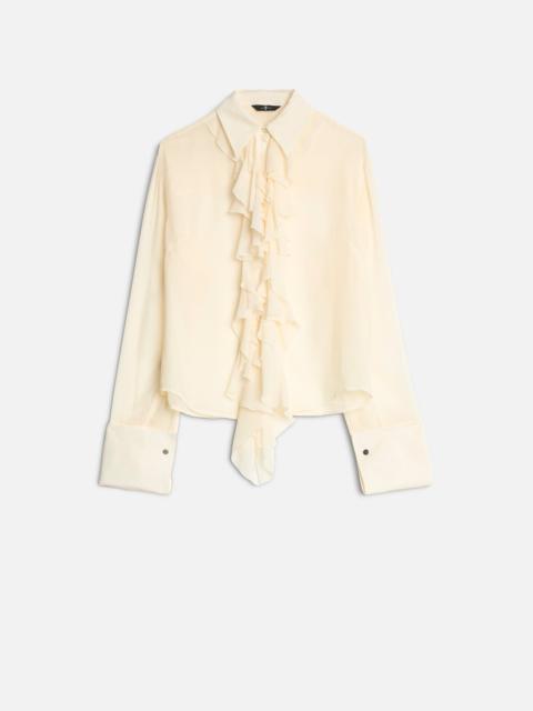 7 For All Mankind Silk Ruffle Shirt in Solitary Star