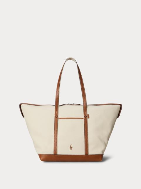 Polo Ralph Lauren Leather-Trim Canvas Large Shopper Tote