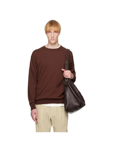 AURALEE Brown Super High Gauge Cotton Knit Sweater
