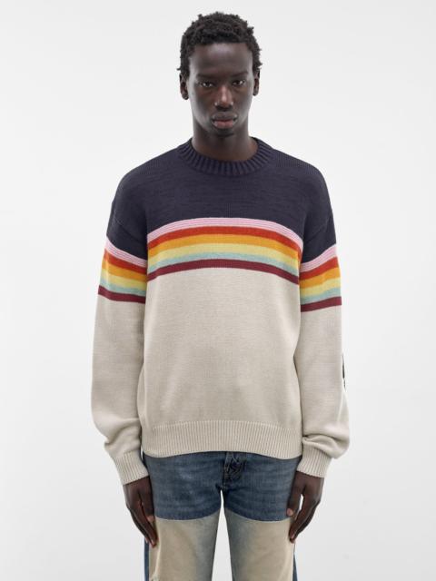 Kapital Rainbowy Smiley Striped Knit Sweater