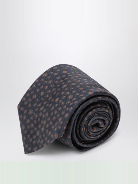 FERRAGAMO Marine/Brown polka-dot silk tie