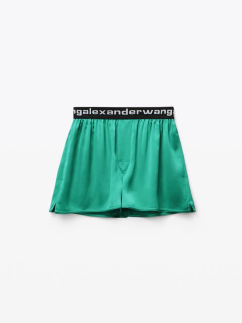 Alexander Wang LOGO ELASTIC SHORT IN SILK CHARMEUSE