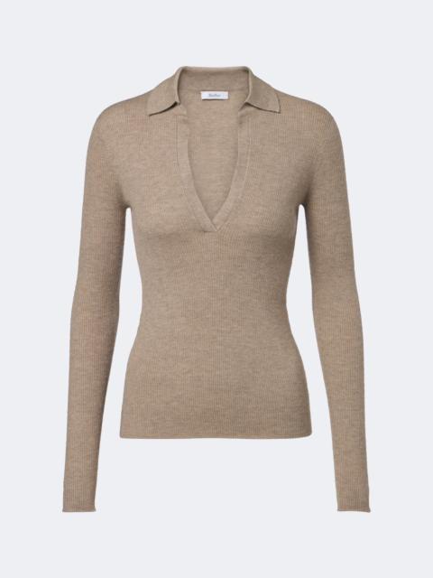 Max Mara Ribbed-knit cashmere polo sweater