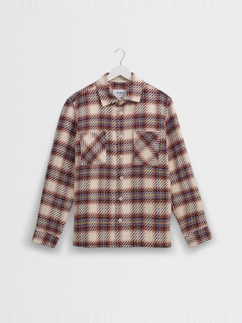 Wax London Whiting - Ecru And Multicolour Hutton Check Overshirt