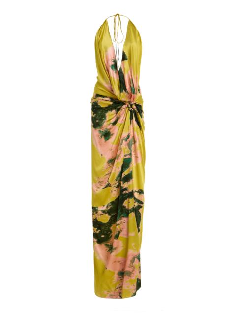 SILVIA TCHERASSI Jazmin Stretch-Silk Midi Dress yellow
