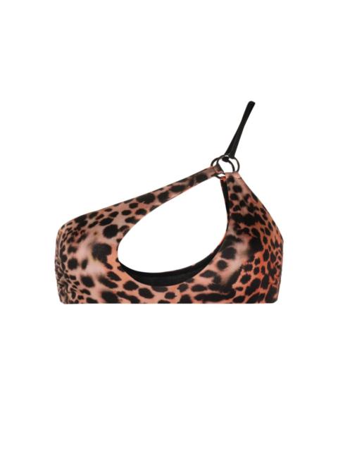 Roberto Cavalli leopard-print single-shoulder bikini top