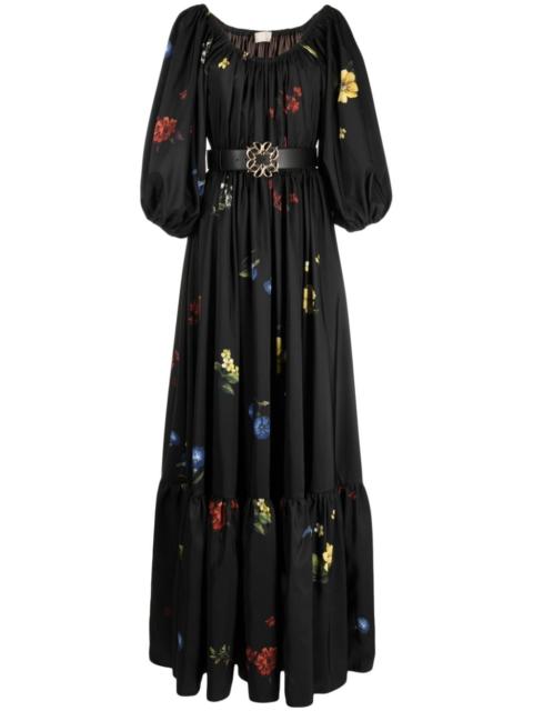 ELIE SAAB floral-print satin maxi dress