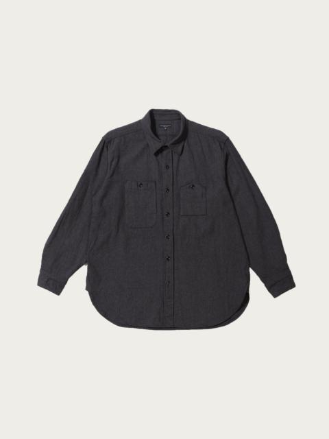 Engineered Garments Work Shirt - Dk. Grey Cotton Herringbone Flannel