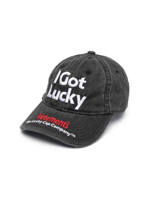 VETEMENTS slogan-embroidery denim cap