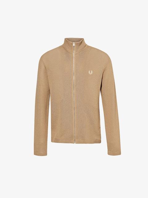 Fred Perry Logo-embroidered funnel-neck cotton knitted jumper