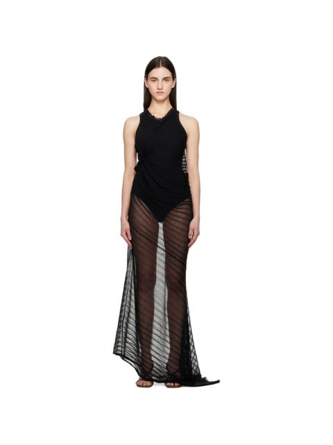 Victoria Beckham Black Sleeveless Gathered Detail Maxi Dress