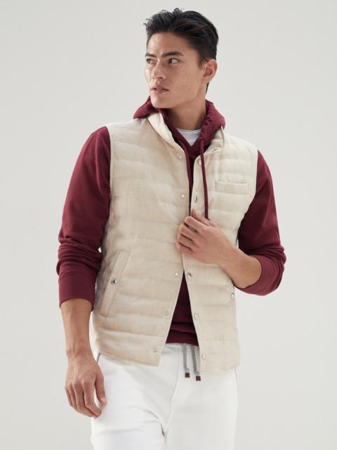Linen and wool fresco lightweight down vest