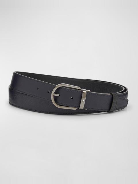 Montblanc Men's Horseshoe-Buckle Reversible Grained Leather Belt