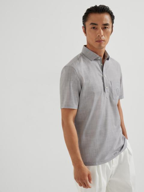 Brunello Cucinelli Virgin wool poplin polo shirt with chest pocket and logo